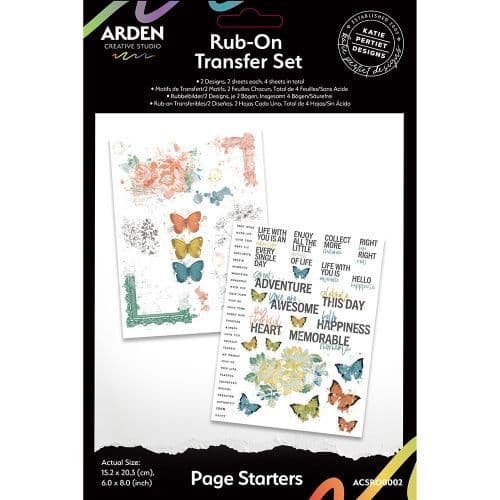 Arden Creative Studio, Katie Pertiet Page Starters Collection 6in x 8in Rub On Transfer Set