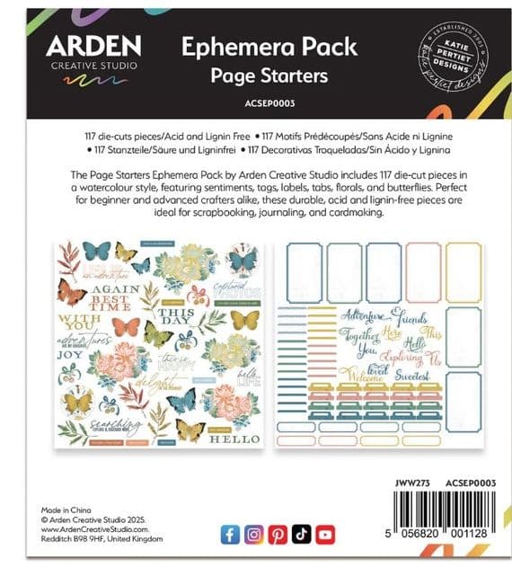 Arden Creative Studio, Katie Pertiet Page Starters Collection Ephemera Pack