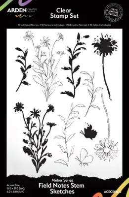 Arden Creative Studio - Maker Series 6x8 Inch Clear Stamp Set Field Notes Stem Sketches