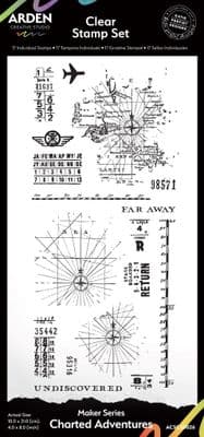 Arden Creative Studio Maker Series Charted Adventures 4in x 8in Clear Stamp Set