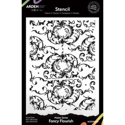 Arden Creative Studio Maker Series, Katie Pertiet, 6in x 8in Stencil - Fancy Flourish
