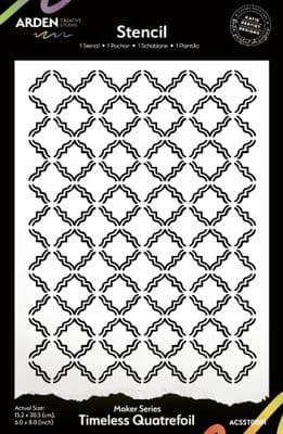 Arden Creative Studio Maker Series, Katie Pertiet, 6in x 8in Stencil - Timeless Quatrefoil