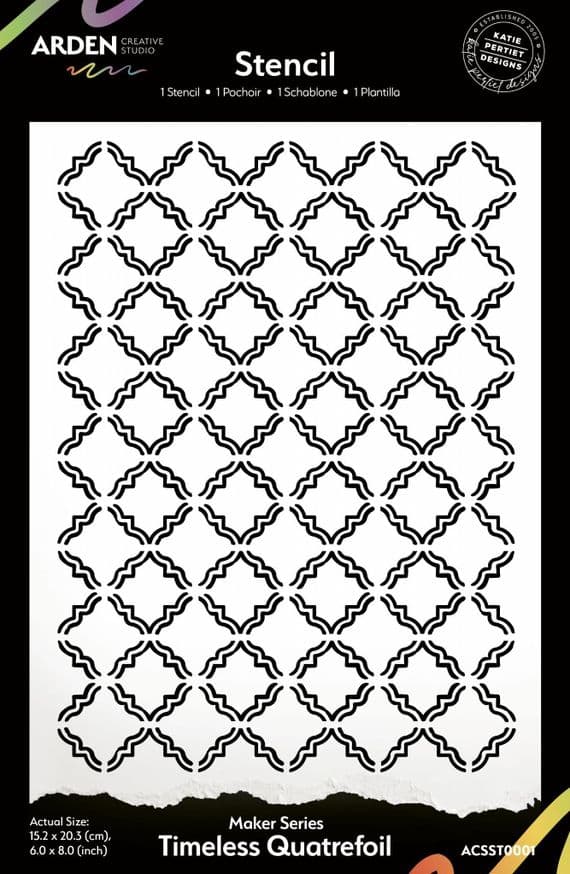 Arden Creative Studio Maker Series, Katie Pertiet, 6in x 8in Stencil - Timeless Quatrefoil