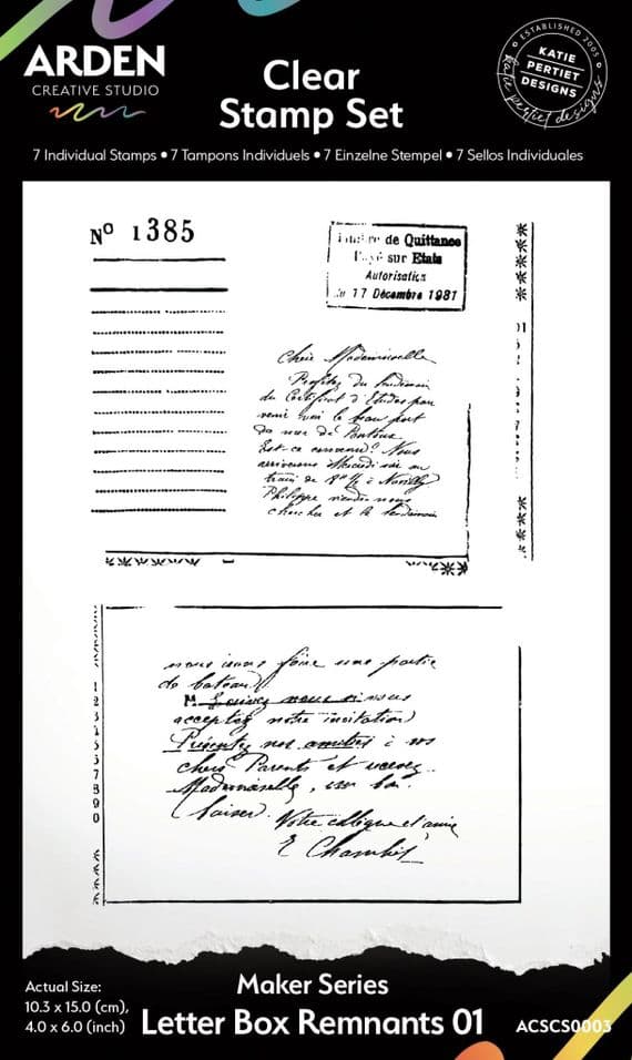 Arden Creative Studio Maker Series, Katie Pertiet, Clear Stamp Set - Letter Box Remnants 01