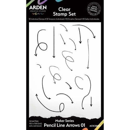 Arden Creative Studio Maker Series, Katie Pertiet, Clear Stamp Set - Pencil Line Arrows 01