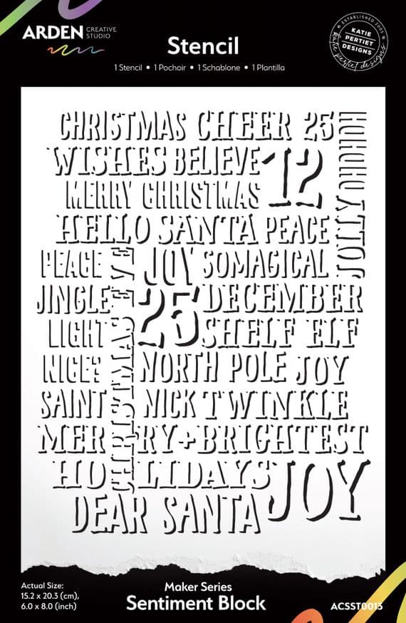 Arden Creative Studio Maker Series Sentiment Block 6in x 8in Stencil