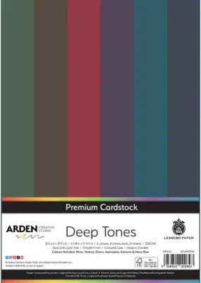 Arden Creative Studio Premium Cardstock Deep Tones A4 225gsm 24Pack