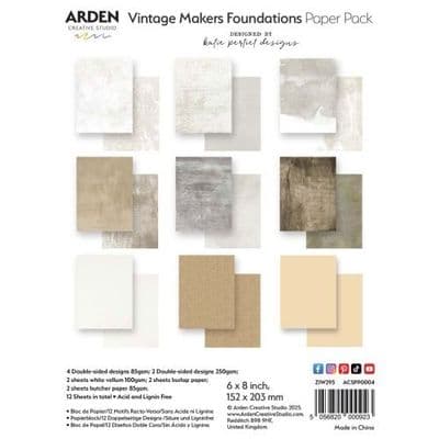 Arden Creative Vintage Makers Foundations, Katie Pertiet, 6x8 Paper Pack