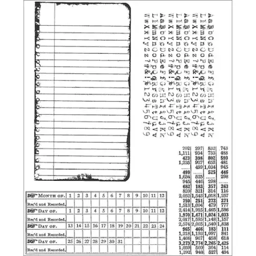 CMS057 Tim Holtz Cling Mounted Stamp Set - School Desk