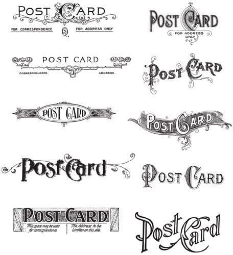CMS099 Tim Holtz Cling Mounted Stamp Set - Postcards