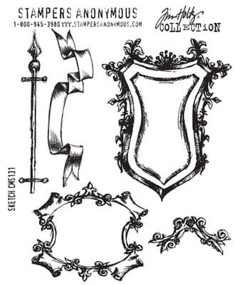 CMS131 Tim Holtz Cling Mounted Stamp Set - Sketch