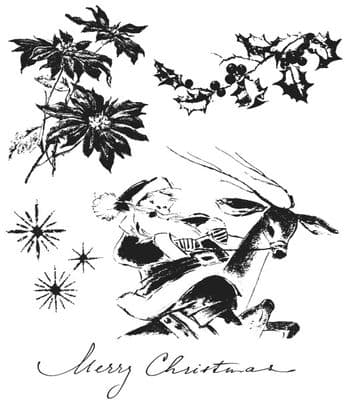 CMS141  Tim Holtz Cling Mounted Stamp Set - Christmas Time Set