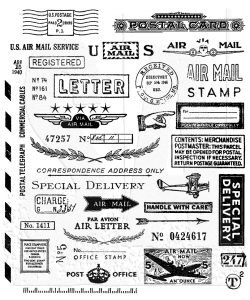 CMS225 Tim Holtz Cling Mounted Stamp Set - Correspondence