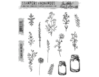 CMS297 Tim Holtz Cling Mounted Stamp Set - Flower Jar