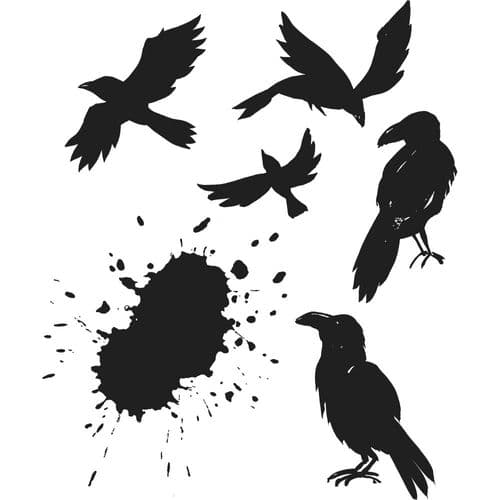 CMS310 Tim Holtz Cling Mounted Stamp Set - Ravens