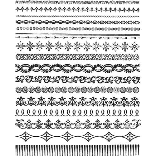 CMS326 Tim Holtz Cling Mounted Stamp Set - Ornate Trims