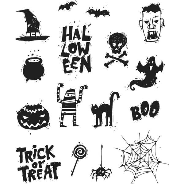 CMS349 Tim Holtz Cling Mounted Stamp Set - Spooky Scribbles