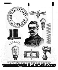 CMS373 Tim Holtz Cling Mounted Stamp Set - The Professor