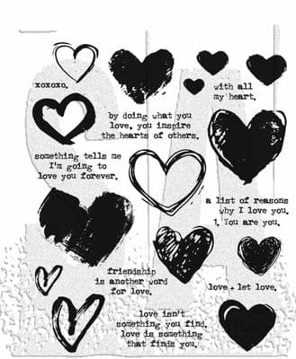 CMS477 Tim Holtz Cling Mounted Stamp Set - Love Notes