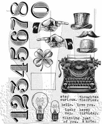 CMS482 Tim Holtz Cling Mounted Stamp Set -  Curiosity Shop