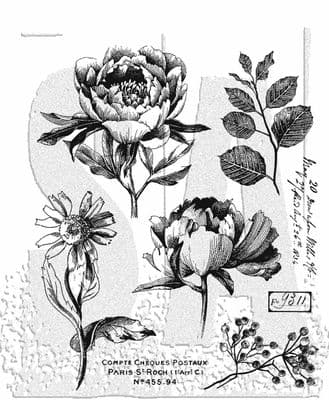 CMS487 Tim Holtz Cling Mounted Stamp Set - French Garden
