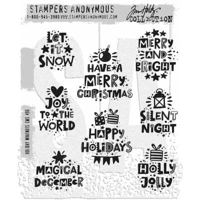 CMS496 Tim Holtz Cling Mounted Stamp Set - Holiday Whatnots