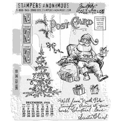 CMS500 Tim Holtz Cling Mounted Stamp Set - Santa Visit