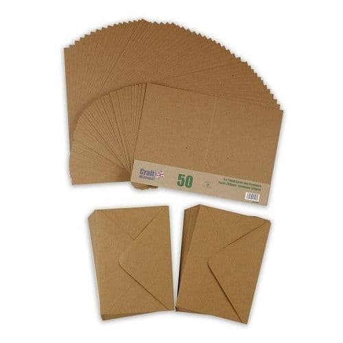 Craft UK - 50 Cards & Envelopes 5x7 Inch Kraft