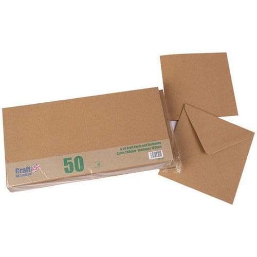 Craft UK - Cards & Envelopes 6x6 Inch Kraft (CUK2047)