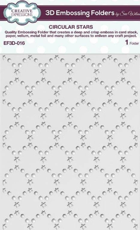 Creative Expressions - 3D Embossing Folder - Circular Stars 5 3/4 in x 7 1/2 in By Sue Wilson