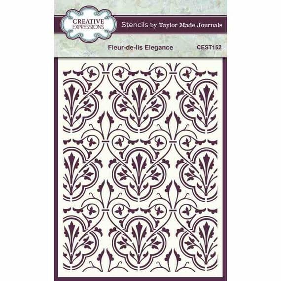 Creative Expressions - 6 in x 6 in Stencil by Taylor Made Journals - Fleur-de-Trellis