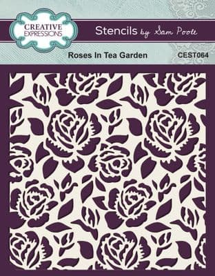 Creative Expressions - 6 x 6 Stencils - Roses In Tea Garden By Sam Poole