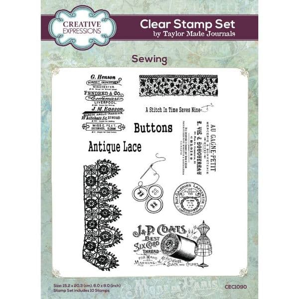 Creative Expressions - Clear Stamp Set by Taylor Made Journals - Sewing