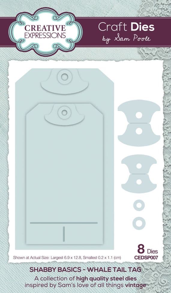 Creative Expressions - Craft Dies - Shabby Basics - Whale Tail Tag By Sam Poole