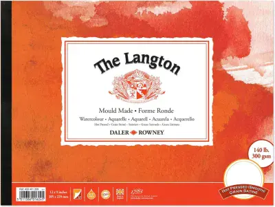 Daler-Rowney : Langton : Gummed Pad : 140lb : Hot Pressed : 12x9in