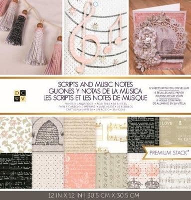 DCWV Scripts & Music Notes Premium Paper Stack 12 x 12