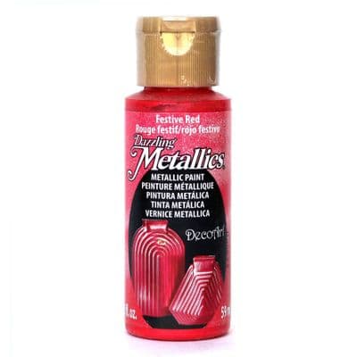 DecoArt Dazzling Metallic Acrylic Paint 2oz - Festive Red