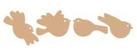 Dimensional Art MDF Basic Ornaments 4 piece Birds Set
