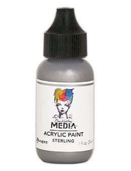 Dina Wakley Media Heavy Body Metallic Acrylic Paint 1oz - Sterling