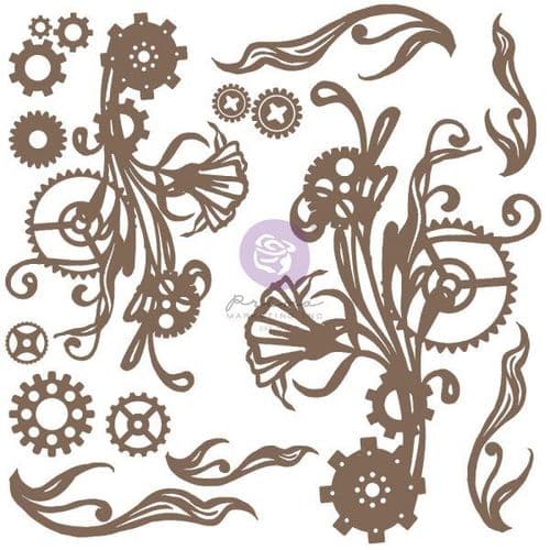 Finnabair Prima Decorative Chipboard –Mechanical Flourishes - 16 pcs