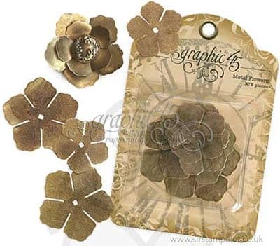 Graphic 45 Staples - Metal Flowers No. 6 pieces