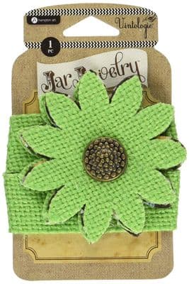 Hampton Art - Embellished Burlap Flower W/Tie - Green