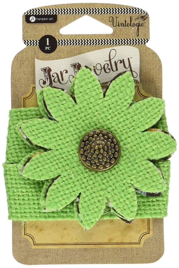 Hampton Art - Embellished Burlap Flower W/Tie - Green