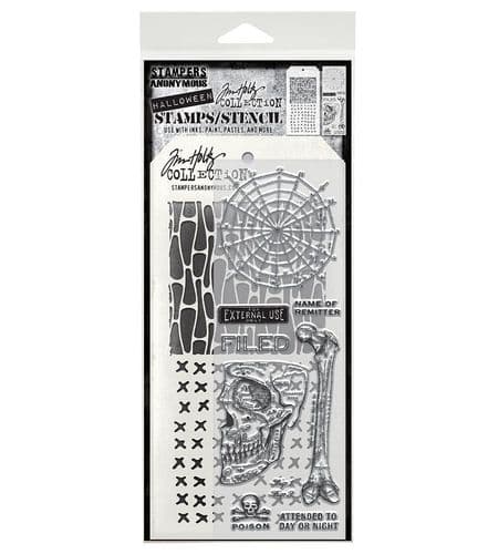 MM197 Tim Holtz Mixed Media Stamp & Stencil Set - Anatomy
