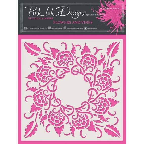 Pink Ink Designs - 7 in x 7 in Stencil - Flowers And Vines