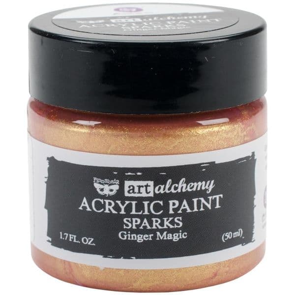 Prima Finnabair Art Alchemy Sparks Acrylic Paint 1.7 Fluid Ounces - Ginger Magic