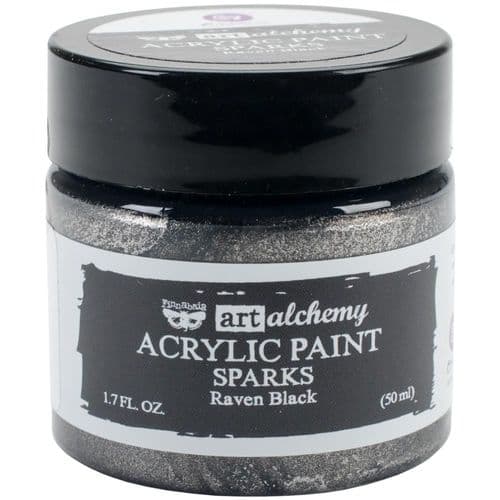 Prima Finnabair Art Alchemy Sparks Acrylic Paint 1.7 Fluid Ounces - Raven Black