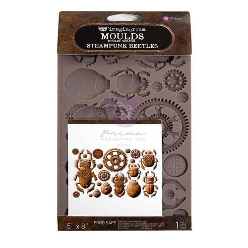 Prima Finnabair Decor Moulds 5"x8"x8mm - Steampunk Beetles