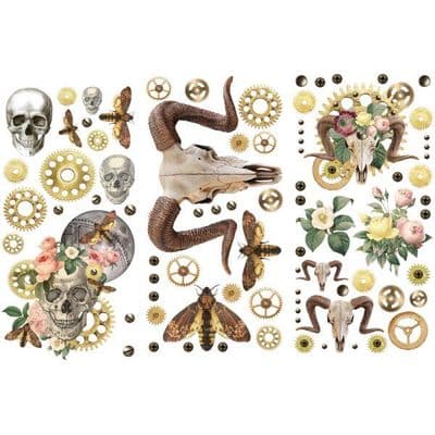 Prima Finnabair Mini Transfers  Boho Skulls  3 sheets, 6x12