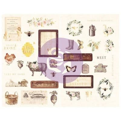 Prima Marketing- Spring Farmhouse - Self Adhesive Chipboard Accent Shape Stickers